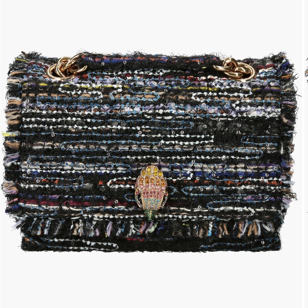 Kurt Geiger Black Multicolor Tweed Crossbody Bag